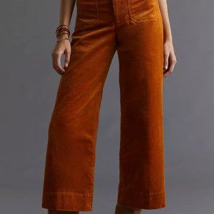 Anthropologie Orange Cropped Velvet Pants